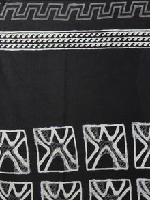 Black White Grey Hand Block Printed in Natural Colors Cotton Mul Saree - S03170919