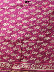 Fandango Pink Beige Hand Block Printed Chanderi Kurta-Salwar Fabric With Chanderi Dupatta - S1628092