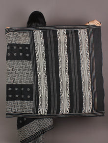 Black White Grey Hand Block Printed in Natural Colors Cotton Mul Saree - S03170921