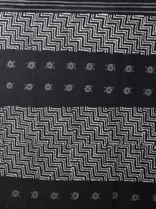 Black White Grey Hand Block Printed in Natural Colors Cotton Mul Saree - S03170921
