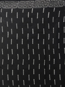 Black Grey White Hand Block Printed in Natural Colors Cotton Mul Saree - S03170922