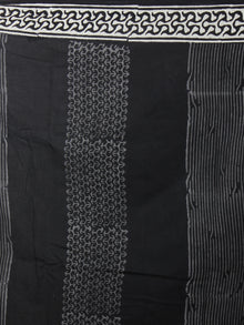 Black White Grey Hand Block Printed in Natural Colors Cotton Mul Saree - S03170924