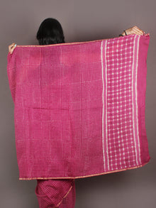 Pink White Hand Block Printed in Natural Colors Chanderi Saree - S03170925