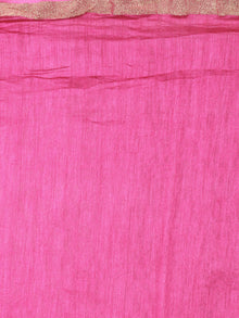 Pink White Hand Block Printed in Natural Colors Chanderi Saree - S03170925