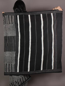 Black White Grey Hand Block Printed in Natural Colors Cotton Mul Saree - S03170929