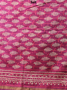Fandango Pink Beige Hand Block Printed Chanderi Kurta-Salwar Fabric With Chanderi Dupatta - S1628093