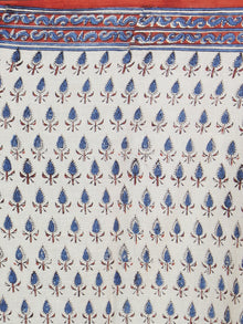 Ivory Orange Blue Hand Block Printed in Natural Colors Cotton Mul Saree - S03170938