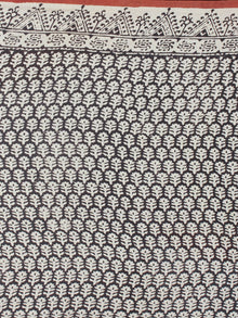 Ivory Black Brown Hand Block Printed in Natural Colors Cotton Mul Saree - S03170941