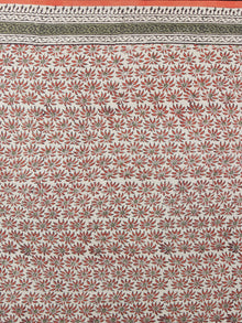 Ivory Green Maroon Hand Block Printed in Natural Colors Cotton Mul Saree - S03170947