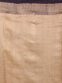Tussar Handloom Silk Hand Block Printed Saree in Maroon Brown Beige - S03170950