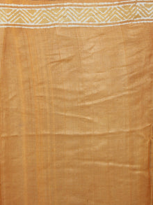 Tussar Handloom Silk Hand Block Printed Saree in Mustard Yellow Ivory - S03170952