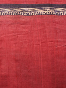 Tussar Handloom Silk Hand Block Printed & Painted Saree in Purple Maroon & Beige- S03170957