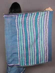 Fern Green Purple Hand Block Printed in Natural Colors Chanderi Saree With Geecha Border - S03170966