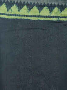 Dark Green Hand Block Printed in Natural Colors Chanderi Saree With Geecha Border - S03170970