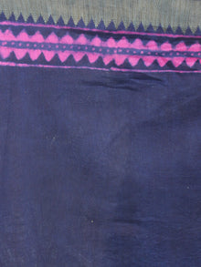 Indigo Pink Hand Block Printed in Natural Colors Chanderi Saree With Geecha Border - S03170974