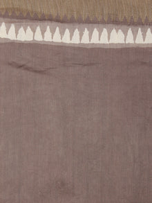 Brown White Hand Block Printed in Natural Colors Chanderi Saree With Geecha Border - S03170975