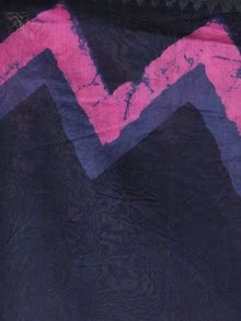 Indigo Pink Hand Block Printed in Natural Colors Chanderi Saree With Geecha Border - S03170976