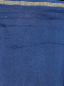 Indigo Blue Ivory Hand Block Painted in Natural Colors Chanderi Saree - S03170978