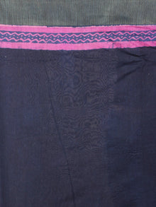 Indigo Pink Hand Block Printed in Natural Colors Chanderi Saree With Geecha Border - S03170980