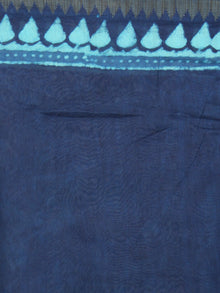 Indigo Sky Blue Hand Block Printed in Natural Colors Chanderi Saree With Geecha Border - S03170981