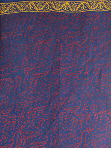 Indigo Maroon Green Yellow Bagru Dabu Hand Block Printed in Cotton Mul Saree - S03170983