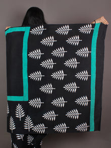 Black White Persian Blue Bagru Dabu Hand Block Printed in Cotton Mul Saree - S03170984
