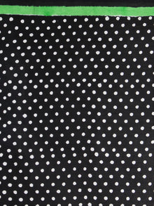 Black White Mint Green Hand Block Printed in Cotton Mul Saree - S03170988