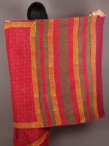 Red Purple Bagru Dabu Hand Block Printed in Cotton Mul Saree - S03170993