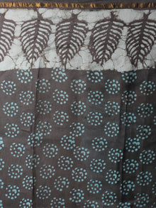 Grey Sky Blue Ivory Hand Block Printed in Natural Colors Chanderi Saree - S03170997