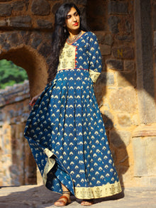 Indigo Garden - Hand Block Printed Long Angrakha Dress - D375F999