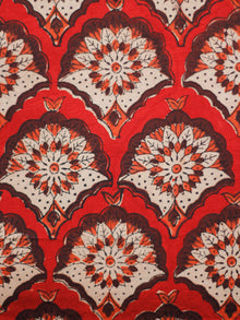 Rust Ivory Maroon Hand Block Printed Cotton Fabric Per Meter - F001F1805