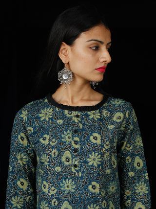 Indigo Sage Green Black Ajrakh Hand Block Printed Kurta - K136f1774