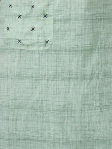 Sage Green Hand Embroidered South Handloom Cotton Kurta With Ajrakh Patch   - K133FXXX
