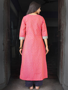 Coral Sky Blue South Handloom Cotton Kurta With Embroidery Details - K163FXXX