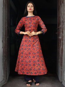 Red Indigo Beige Ajrakh Hand Block Printed Kurta - K136f1773