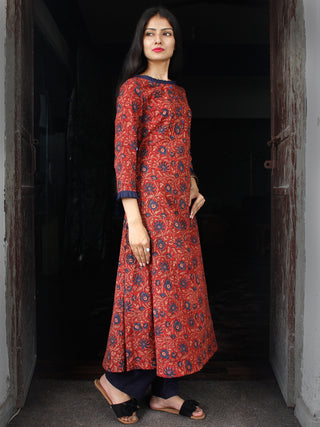 Red Indigo Beige Ajrakh Hand Block Printed Kurta - K136f1773