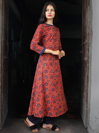 Red Indigo Beige Ajrakh Hand Block Printed Kurta - K136f1773