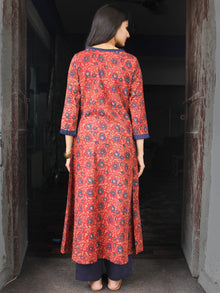 Red Indigo Beige Ajrakh Hand Block Printed Kurta - K136f1773