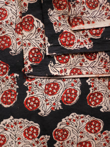 Black Ivory Red Hand Block Printed Cotton Fabric Per Meter - F001F1806