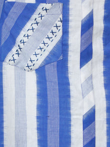 Blue White Handloom Double Ikat Kurta With Embroidery Details  - K159F856