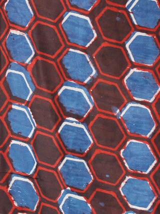 Indigo Rust Brown Chanderi Block Printed Suit Set - Set of 3  - SS01F030