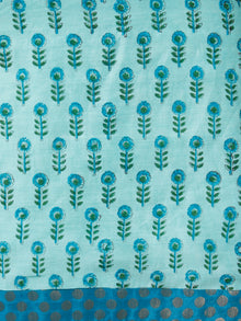 Sky Blue Yellow Chanderi Block Printed Suit Set - Set of 3  - SS01F029