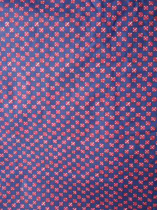 Navy Blue Red Hand Block Printed Cotton Fabric Per Meter - F001F1862
