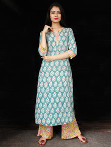 PASTEL BLOOM - Hand Block Printed Cotton Long Dress (Set of 2)  - D333F1845