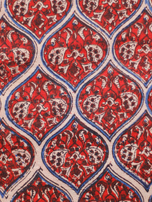 Red Ivory Maroon Indigo Hand Block Printed Cotton Fabric Per Meter - F001F1807