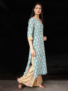 PASTEL BLOOM - Hand Block Printed Cotton Long Dress (Set of 2)  - D333F1845