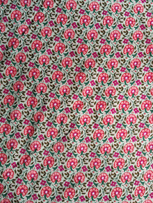 Pistachio Green ed Pink Hand Block Printed Cotton Fabric Per Meter - F001F1863