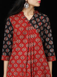 Cherry Red Black Ajrakh Hand Block Printed Kurta - K160F1775