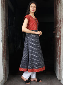 Rust Black Ivory Handloom Ikat Kurta  - K161F1460