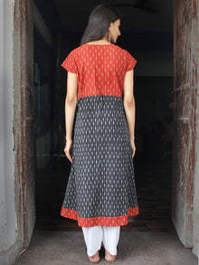 Rust Black Ivory Handloom Ikat Kurta  - K161F1460
